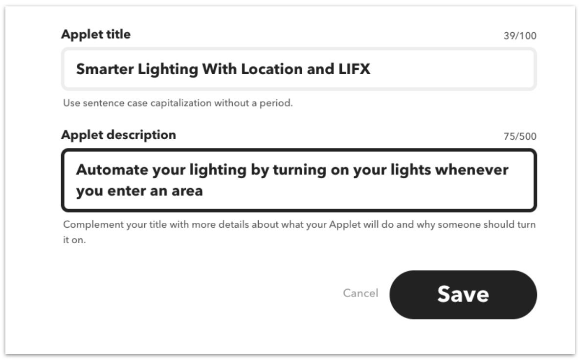 Applet setup 3