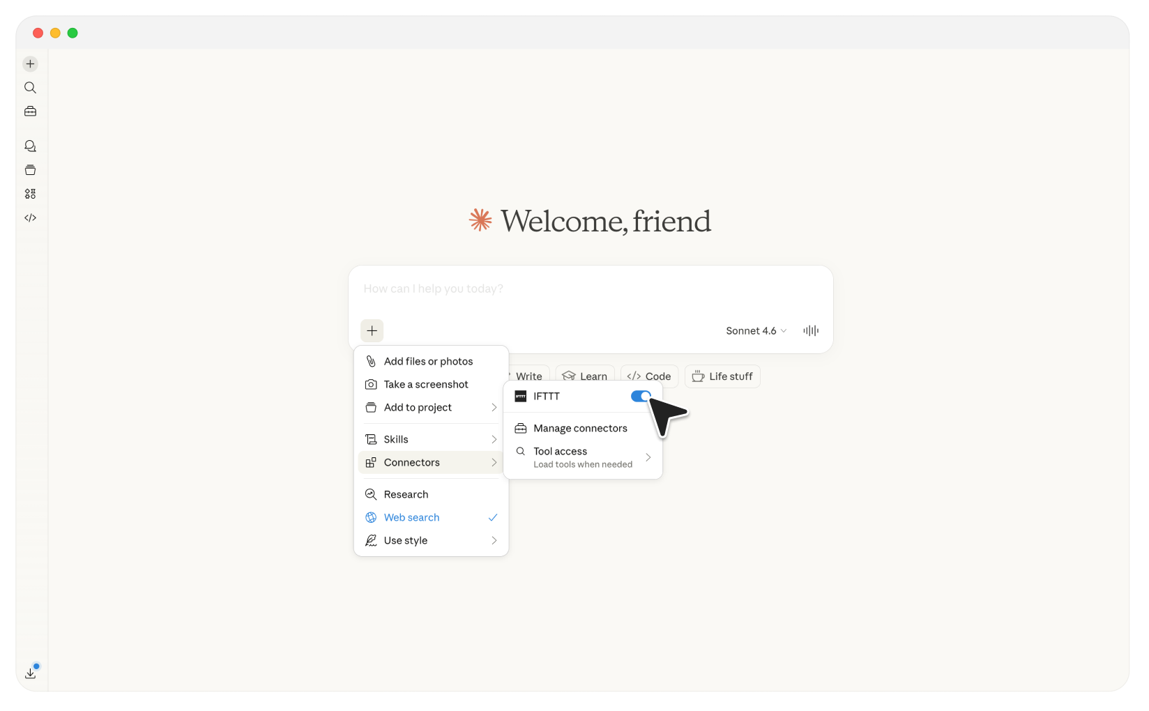 Claude connected to IFTTT
