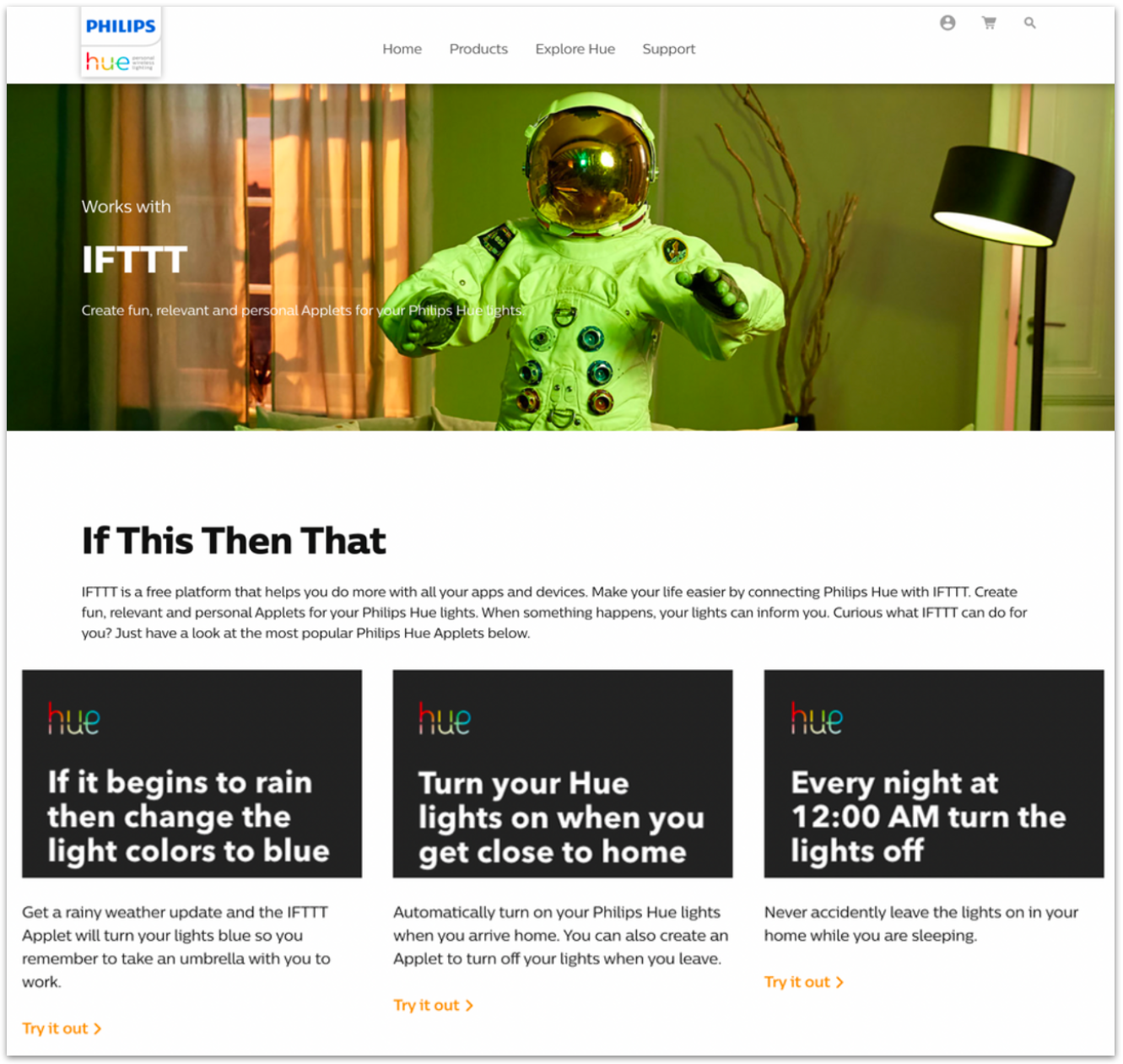 Philips hue landing page