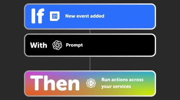 If a new calendar event is added, with an AI prompt, then an AI agent runs actions across your services