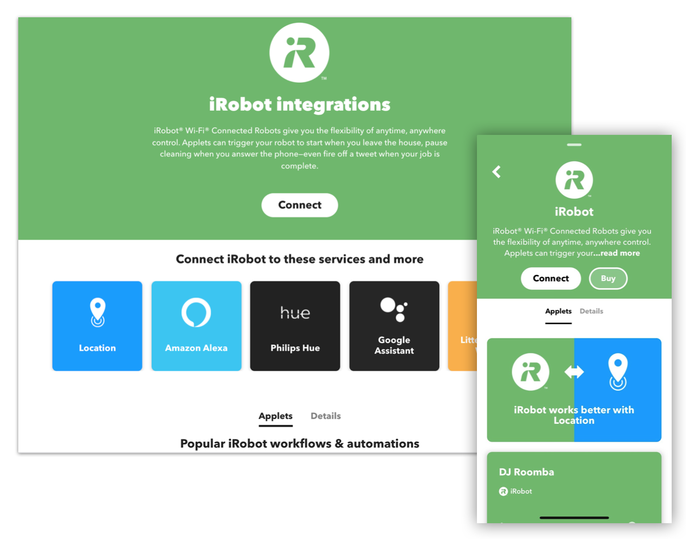 Service page with Applets