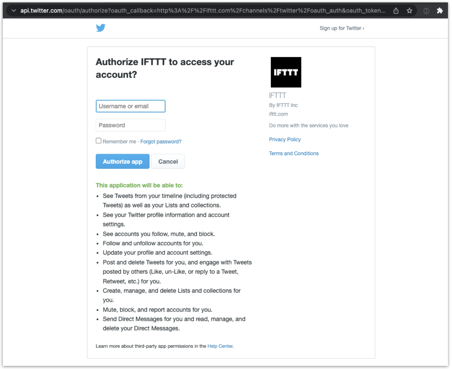 Twitter authentication